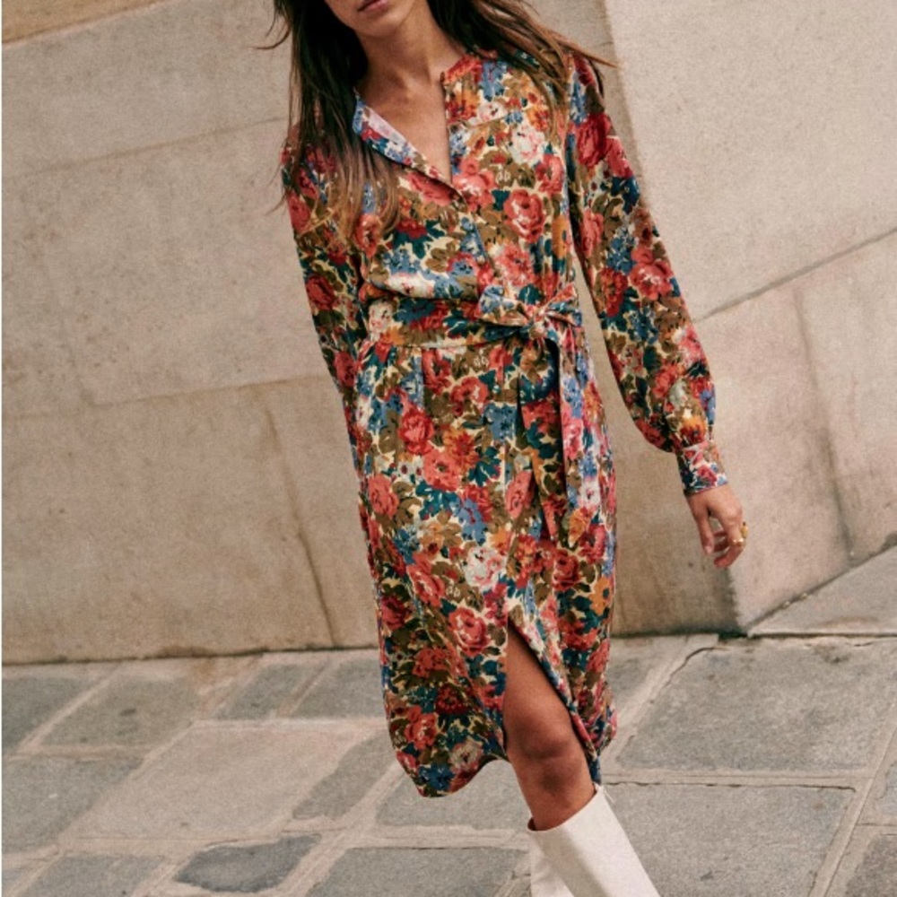 NWOT Sezane October Flowers Midi Dress Sz 40/8